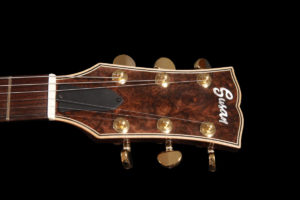 Flame Guitars burl walnut headstock